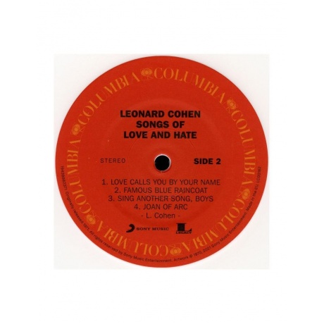 Виниловая пластинка Cohen, Leonard, Songs Of Love And Hate (coloured) (0194398823713) - фото 6