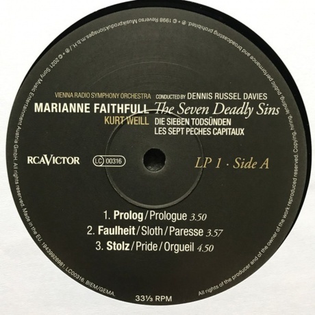Marianne Faithfull - The Seven Deadly Sins (0194399269817) виниловая пластинка - фото 4