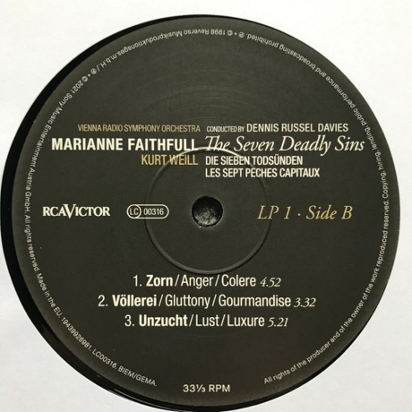 Marianne Faithfull - The Seven Deadly Sins (0194399269817) виниловая пластинка - фото 5