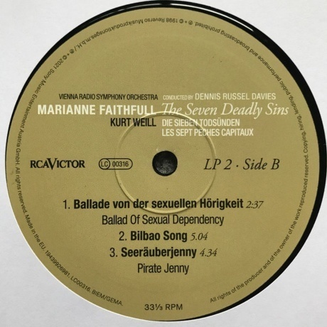 Marianne Faithfull - The Seven Deadly Sins (0194399269817) виниловая пластинка - фото 7
