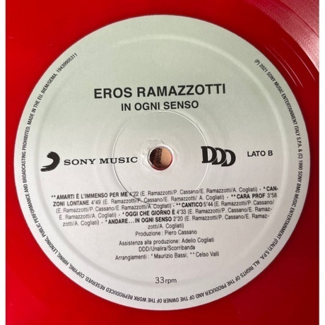 Eros Ramazzotti - In Ogni Senso (coloured) (0194399053119) виниловая пластинка - фото 7