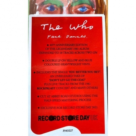 The Who - Face Dances (coloured) (0602435432274) виниловая пластинка - фото 18