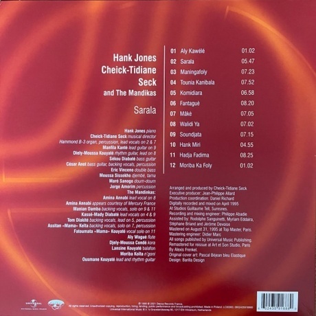 Hank Jones - Sarala (0602435916880) виниловая пластинка - фото 2