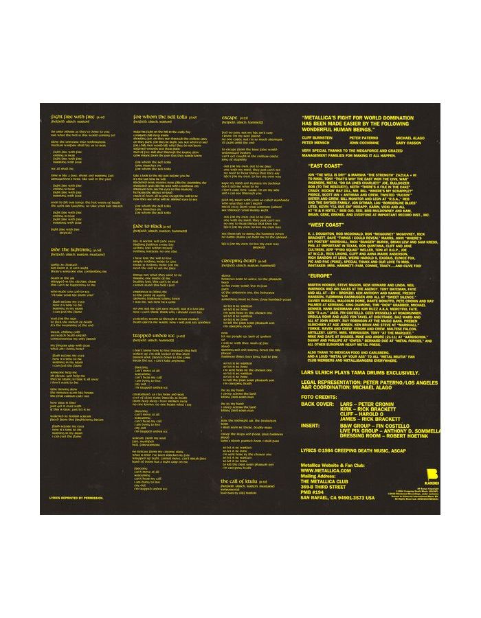 Виниловая пластинка Metallica, Ride The Lightning (coloured) (0602455725844) - фото 10