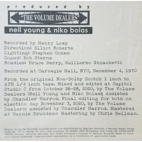 Neil Young - Carnegie Hall 1970 (0093624885153) виниловая пластинка - фото 8