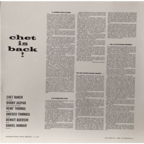 Chet Baker - Chet Is Back (Analogue) (4260019712363) виниловая пластинка - фото 7