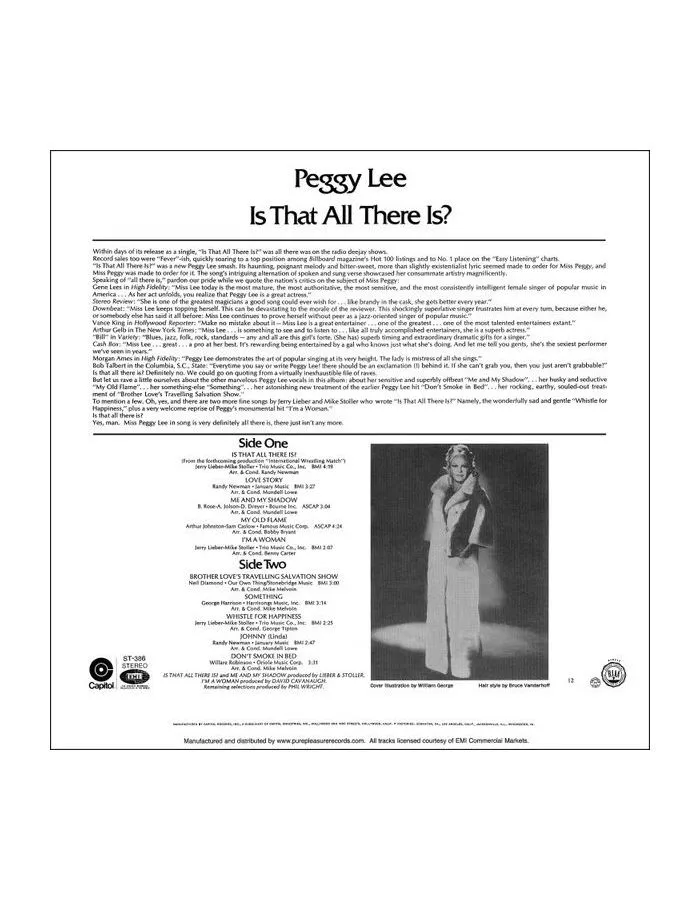 5060149620359, Виниловая пластинкаLee, Peggy, Is That All There Is? (Analogue) - фото 2