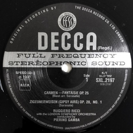 Ruggiero Ricci - Bizet: Carmen Fantaisie/ Sarasate: Zigeunerweisen/ Saint-Saens: Introduction, Rondo Capriccioso (Analogue) (4260019710789) виниловая пластинка - фото 3