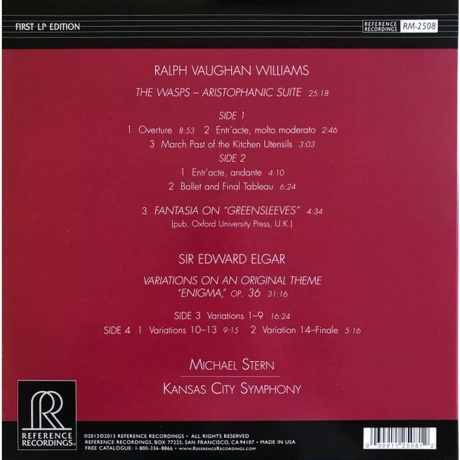 Michael Stern - Elgar: Enigma Variations/ Williams: The Wasps, Greensleeves (Analogue) (0030911250812) виниловая пластинка - фото 2