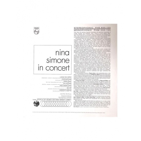 0600753605684, Виниловая пластинкаSimone, Nina, In Concert - фото 2