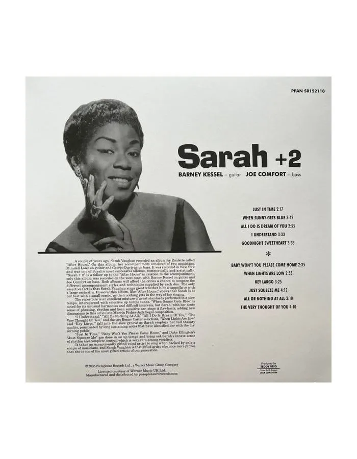 5060149622988, Виниловая пластинкаVaughan, Sarah, Sarah + 2 (Analogue) - фото 2