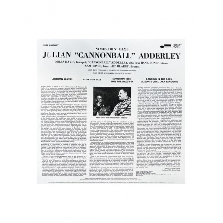 0821797202220, Виниловая пластинка Adderley, Cannonball, Somethin' Else (Box) (Original Master Recording) - фото 3