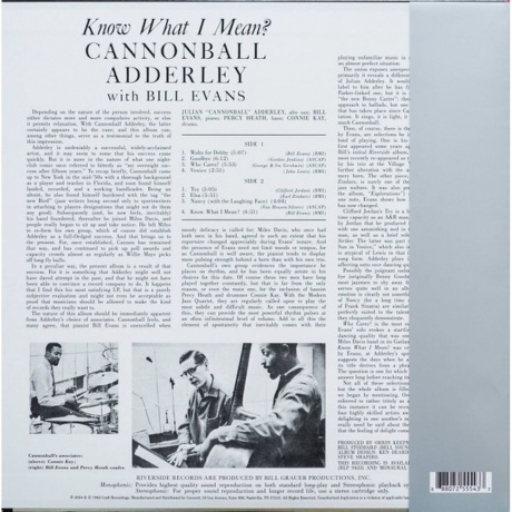Cannonball Adderley; Bill Evans - Know What I Mean? (Analogue, Original Jazz Classics) (0888072555433) виниловая пластинка - фото 3