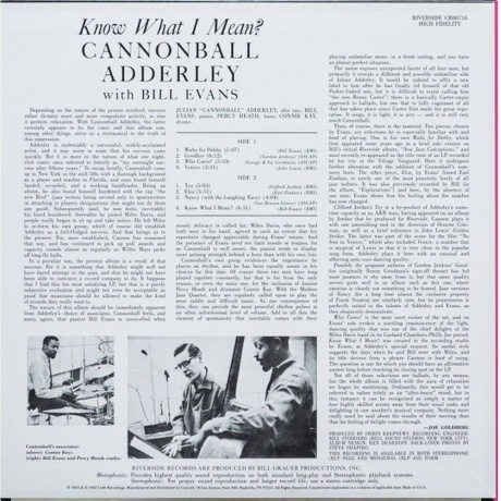 Cannonball Adderley; Bill Evans - Know What I Mean? (Analogue, Original Jazz Classics) (0888072555433) виниловая пластинка - фото 4