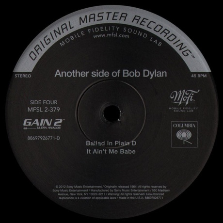 Bob Dylan - Another Side Of Bob Dylan (Analogue, Original Master Recording) (0821797237918) виниловая пластинка - фото 5