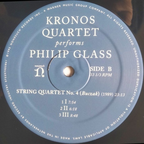 Kronos Quartet - Performs Philip Glass (0075597905861) виниловая пластинка - фото 4