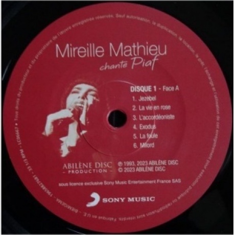 0196588276811, Mathieu, Mireille, Chante Piaf виниловая пластинка - фото 3
