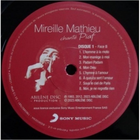 0196588276811, Mathieu, Mireille, Chante Piaf виниловая пластинка - фото 4