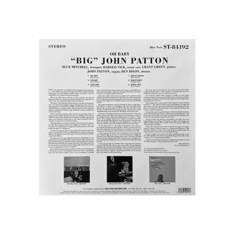 Виниловая пластинка Patton, Big John, Oh Baby! (8435395502723) - фото 2