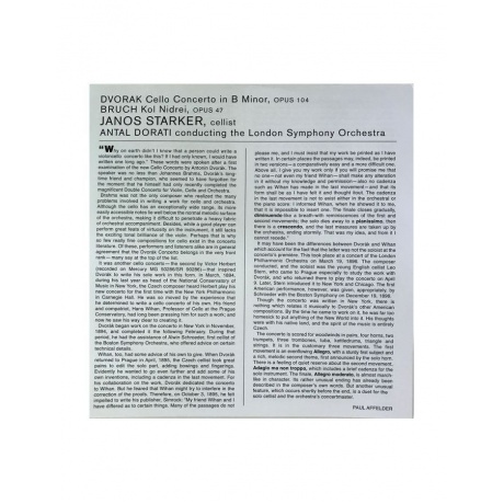 Виниловая пластинка Starker, Janos, Dvorak: Violincello Concerto/ Bruch: Kol Nidrei (Analogue) (0753088903076) - фото 3