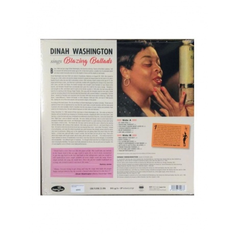 Виниловая пластинка Washington, Dinah, Sings Blazing Ballads (8435723700678) - фото 2