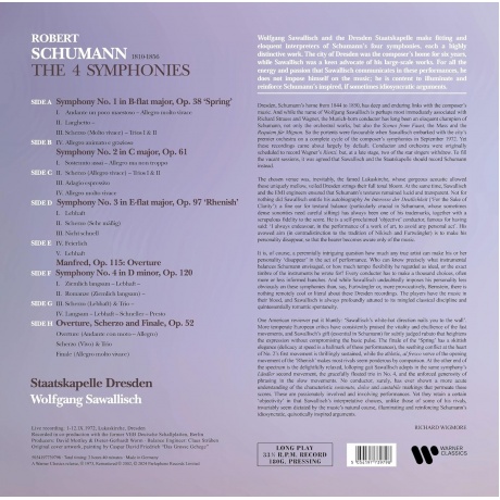 Виниловая пластинка Sawallisch, Wolfgang, Schumann: Symphonies Nos.1-4 (5054197739798) - фото 2