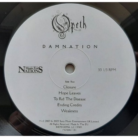 0196588611810, Opeth, Damnation виниловая пластинка - фото 4