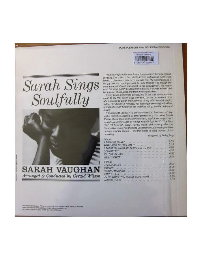 5060149620854, Виниловая пластинка Vaughan, Sarah, Sarah Sings Soulfully (Analogue) - фото 2