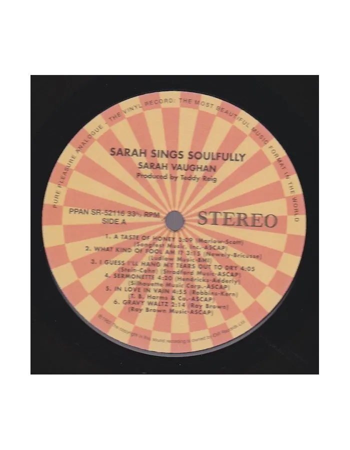 5060149620854, Виниловая пластинка Vaughan, Sarah, Sarah Sings Soulfully (Analogue) - фото 3