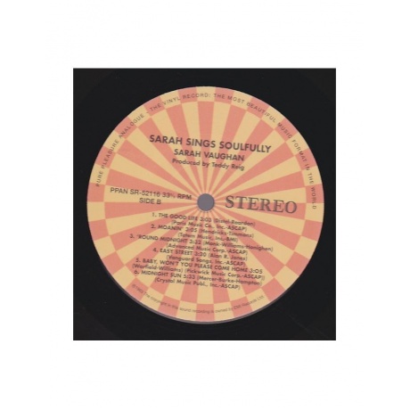 5060149620854, Виниловая пластинка Vaughan, Sarah, Sarah Sings Soulfully (Analogue) - фото 4