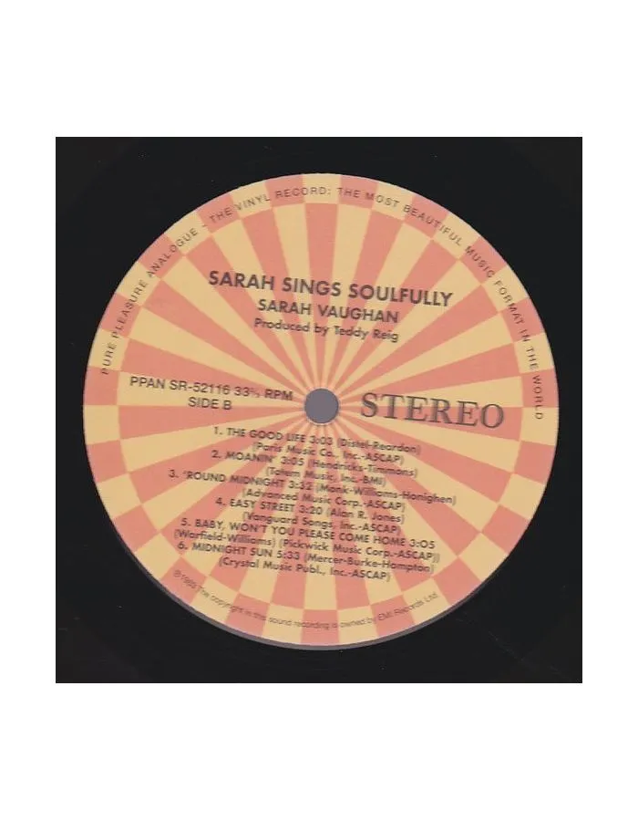 5060149620854, Виниловая пластинка Vaughan, Sarah, Sarah Sings Soulfully (Analogue) - фото 4