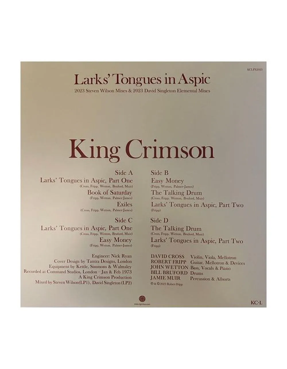 0633367795915, Виниловая пластинка King Crimson, Larks' Tongues In Aspic - фото 2
