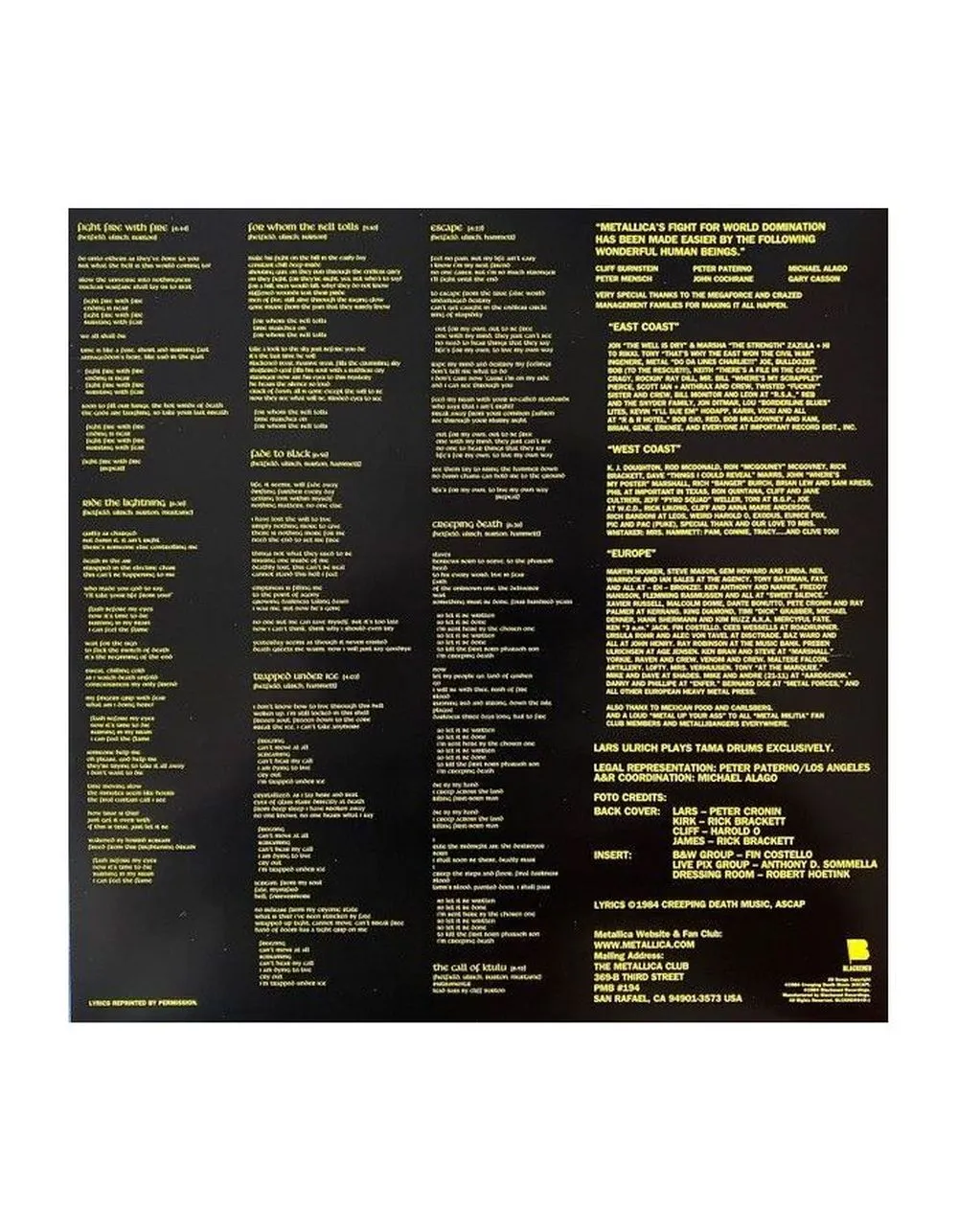 0858978005059, Виниловая пластинка Metallica, Ride The Lightning - фото 6