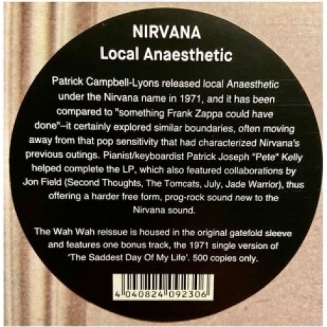 Nirvana - (UK) Local Anaesthetic (4040824092306) виниловая пластинка - фото 5