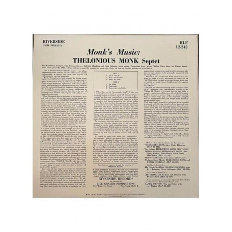 Thelonious Monk - Monk's Music (Analogue) (0753088224218) виниловая пластинка - фото 3
