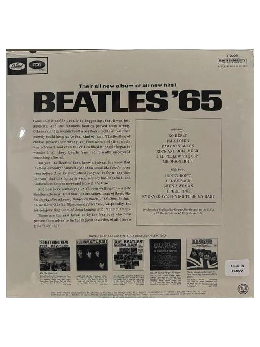 Виниловая пластинка The Beatles - Beatles '65 (0602468019855) - фото 4