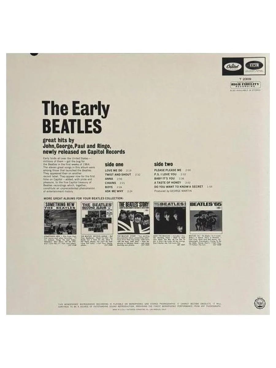 Виниловая пластинка The Beatles - The Early Beatles (0602468019862) - фото 2