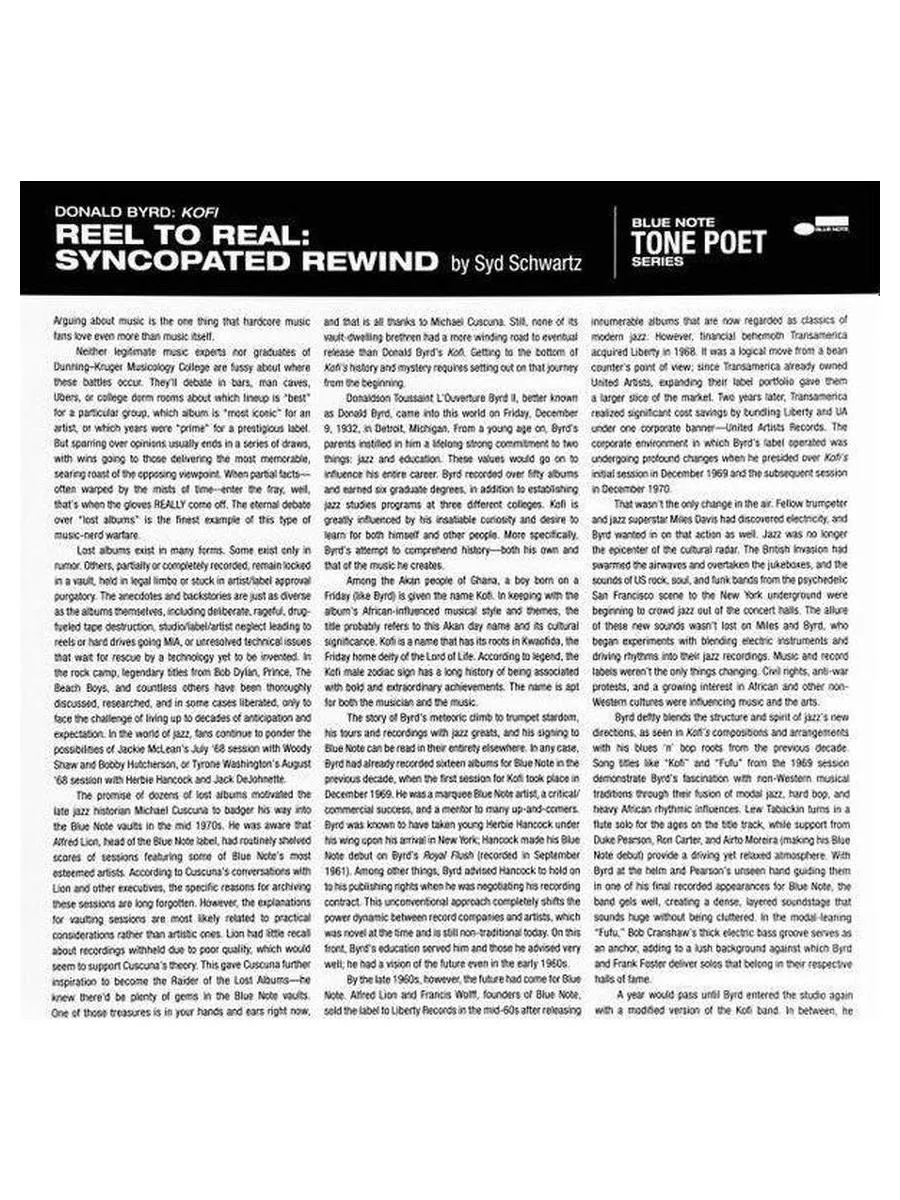 Виниловая пластинка Donald Byrd - Kofi (Analogue, Tone Poet) (0602455421494) - фото 5