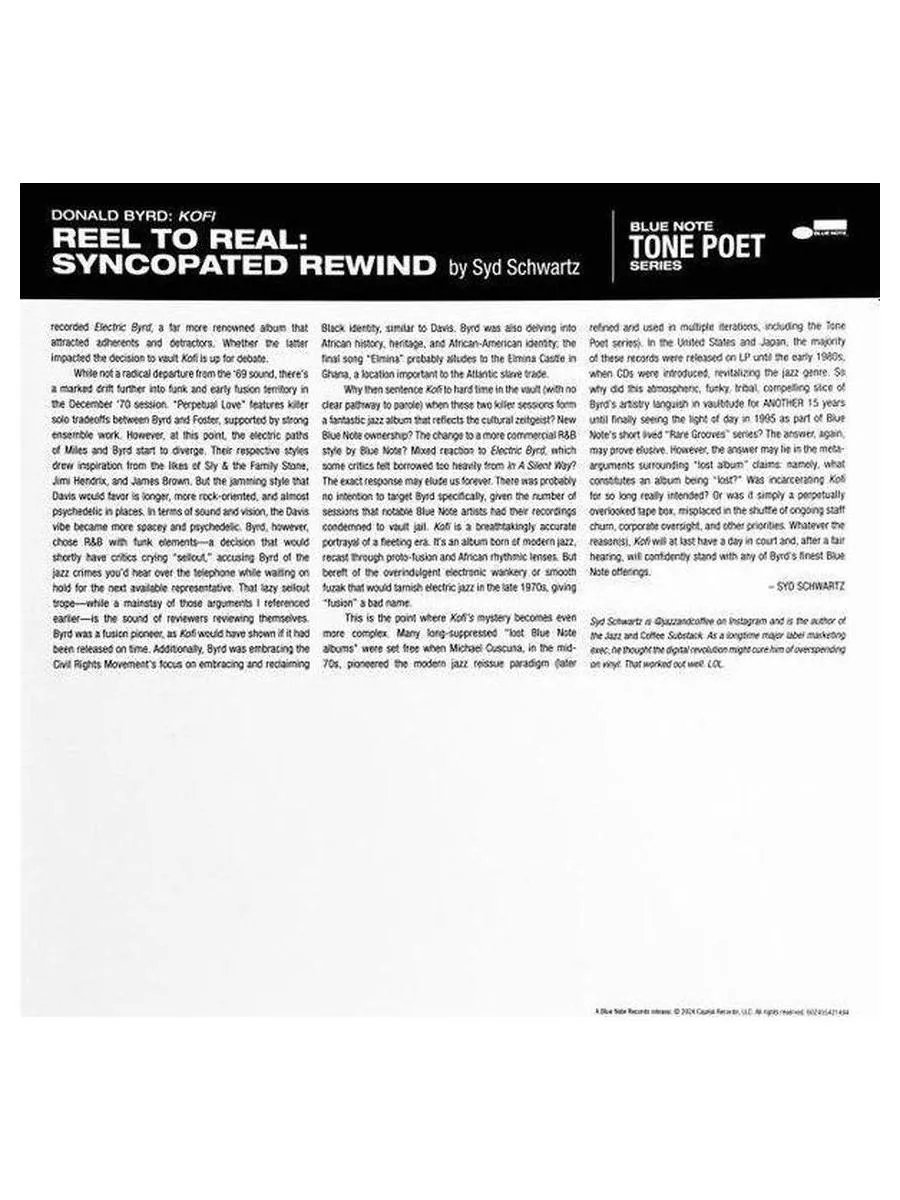 Виниловая пластинка Donald Byrd - Kofi (Analogue, Tone Poet) (0602455421494) - фото 6