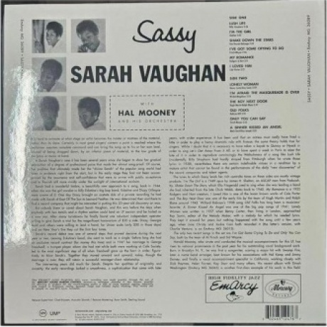 Sarah Vaughan - Sassy (Analogue, Acoustic Sounds) (0602465124767) виниловая пластинка - фото 2