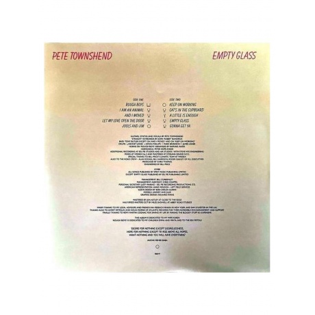Pete Townshend - Empty Glass (Half Speed) (0602448681973) виниловая пластинка - фото 3