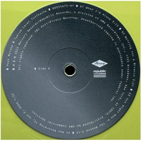 Post Malone - Twelve Carat Toothache (coloured) (0602448015914) виниловая пластинка - фото 8