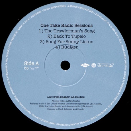 Mark Knopfler - One Take Radio Sessions (0602475352624) виниловая пластинка - фото 3