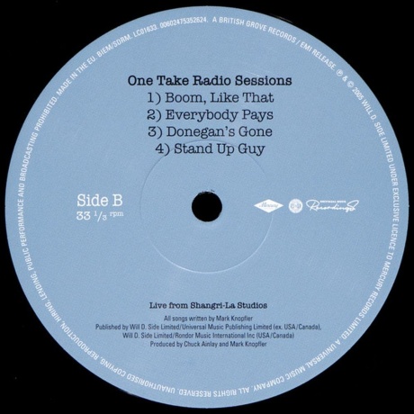 Mark Knopfler - One Take Radio Sessions (0602475352624) виниловая пластинка - фото 4