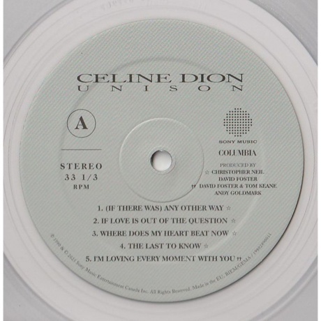 Celine Dion - Unison (coloured) (0198028900119) виниловая пластинка - фото 6