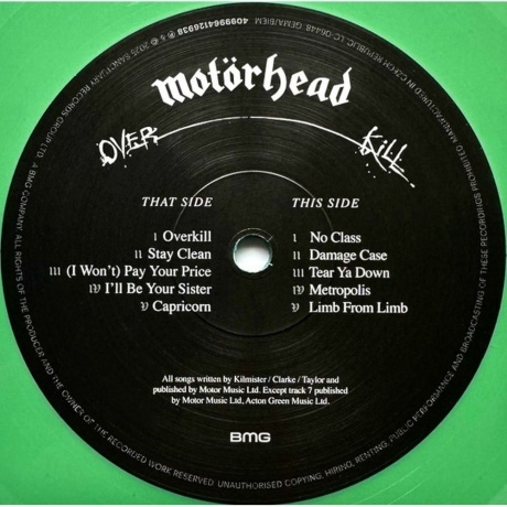 Motorhead - Overkill (coloured) (4099964126938) виниловая пластинка - фото 4