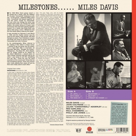 Miles Davis - Milestones (Red) (8435723701651) виниловая пластинка - фото 3