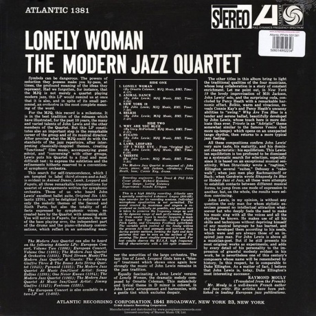 Modern Jazz Quartet - Lonely Woman (Analogue) (5060149622346) виниловая пластинка - фото 2