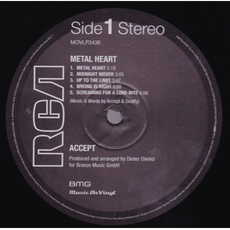 Accept - Metal Heart (8719262012172) виниловая пластинка - фото 3