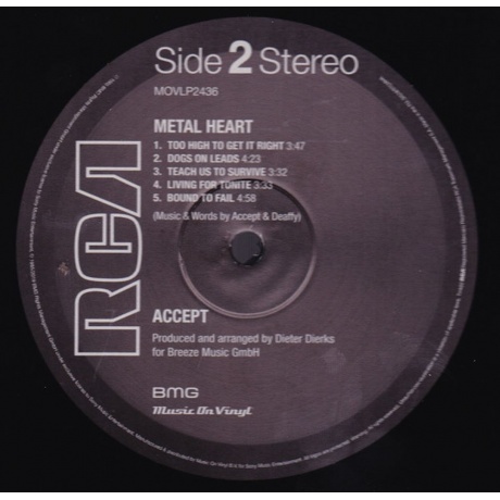 Accept - Metal Heart (8719262012172) виниловая пластинка - фото 4